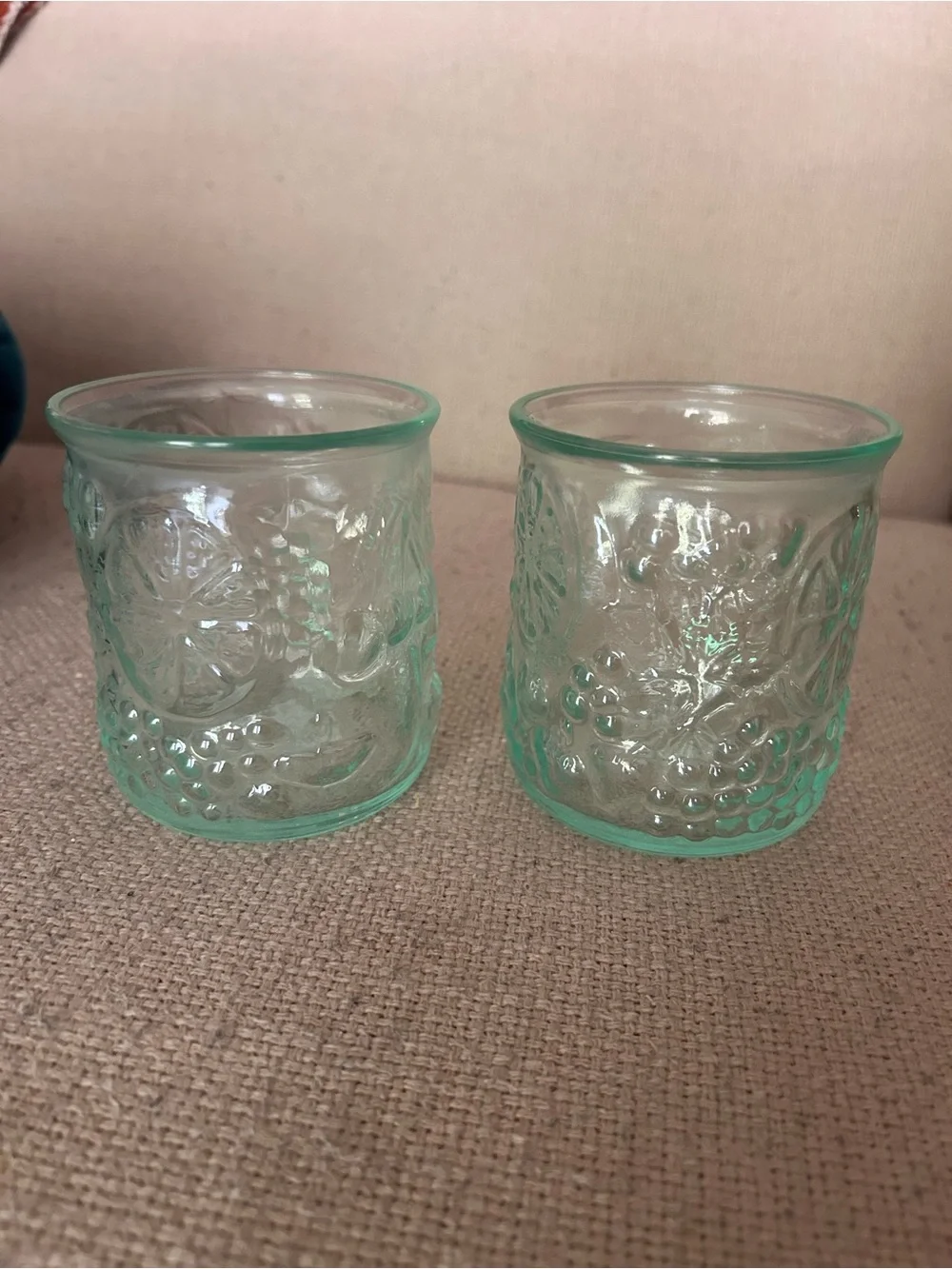 Amici Italian Green Frutta 12oz Glasses Set of 2 Kitchen Summer Drinking Cups